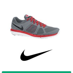 Men’s Nike Flex running sneakers Gray and Red Size 12
